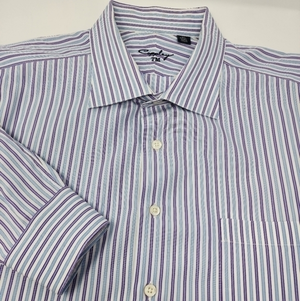Coppley Men's Multi Color Stripe Point Collar  Button‎ Down Shirt Tailor Made